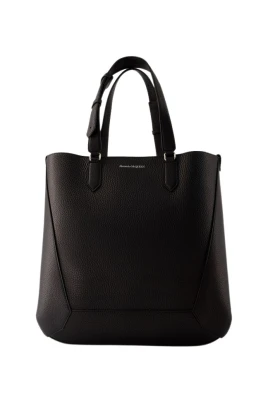 Svart Läder Medium Shopper Väska - The Edge