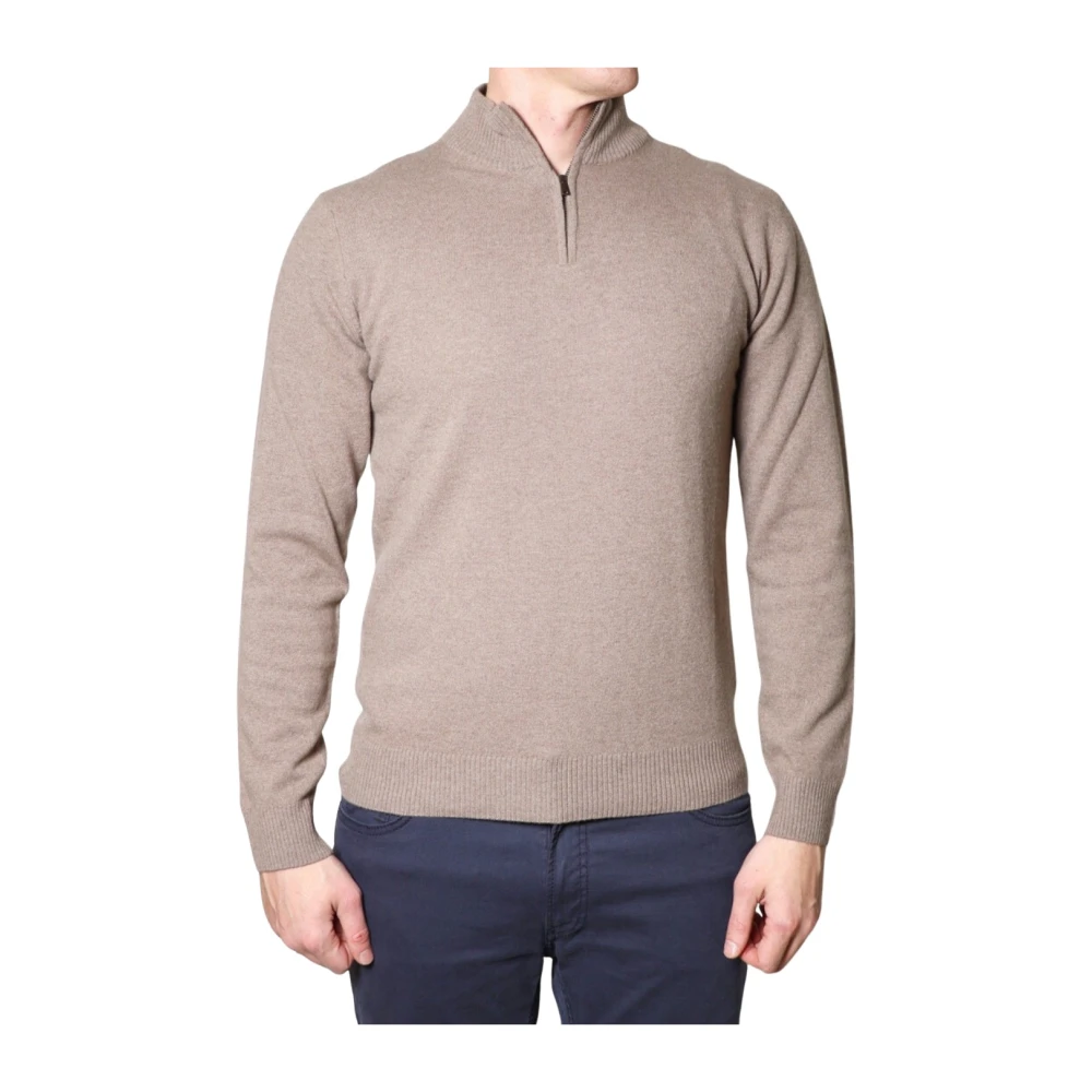 Beige Half-Zip Sweater med Cashmere