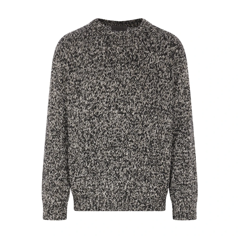 Yohji Yamamoto Zwarte Bicolor Wol en Zijde Trui Black Heren