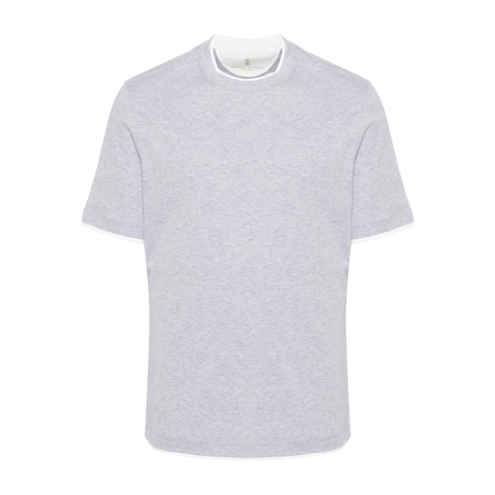 BRUNELLO CUCINELLI Mannen Lightgray T-Shirts & Polos Gray Heren