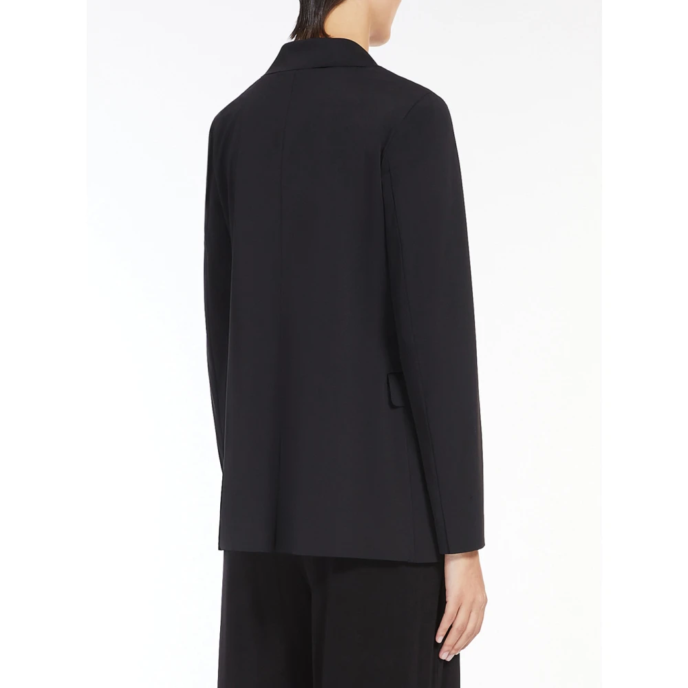 Max Mara Zwarte jas met revers en zakken Black Dames
