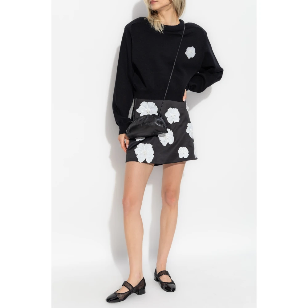 Rotate Birger Christensen Rok met Bloemmotief Applicaties Black Dames