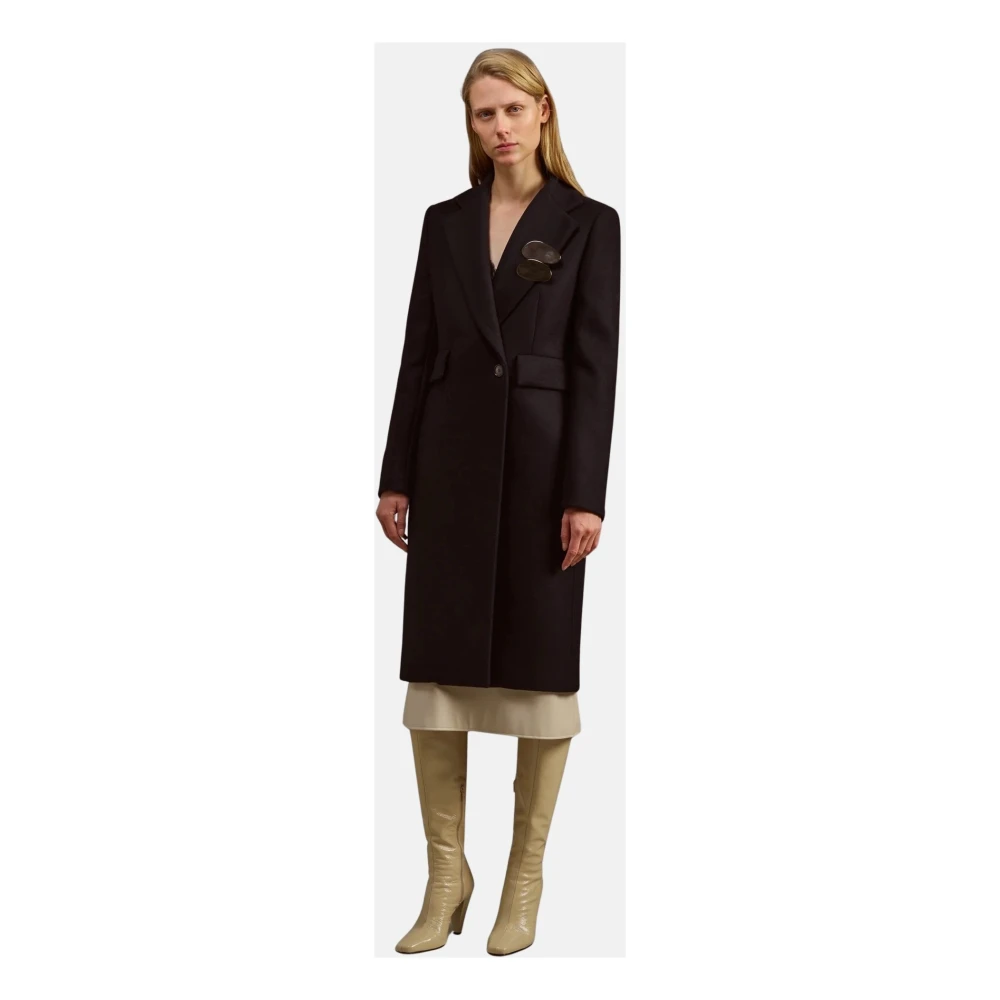 Erika Cavallini Slanke double-breasted jas met midi-lengte Black Dames
