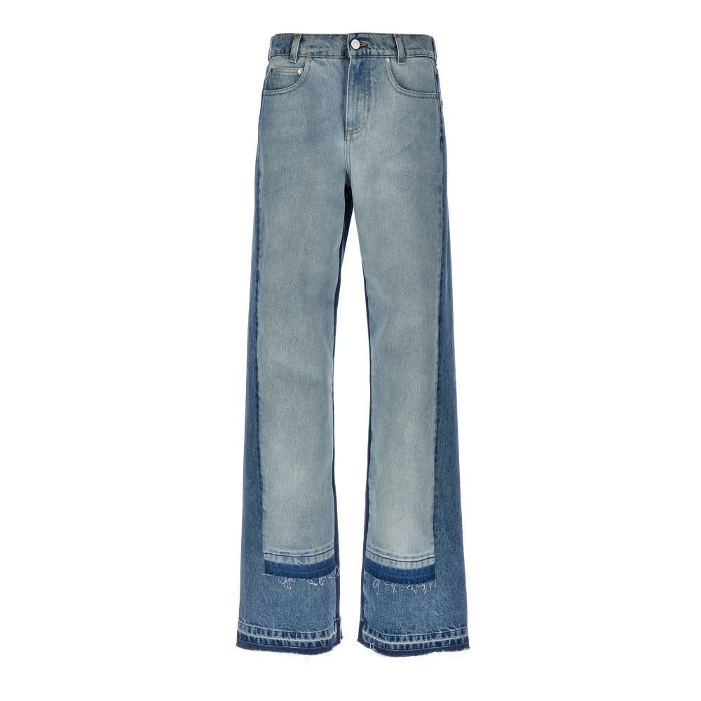 Stella Mccartney Women's Blue Wide Jeans, W25, Contrast Panel Straight-Leg Jeans