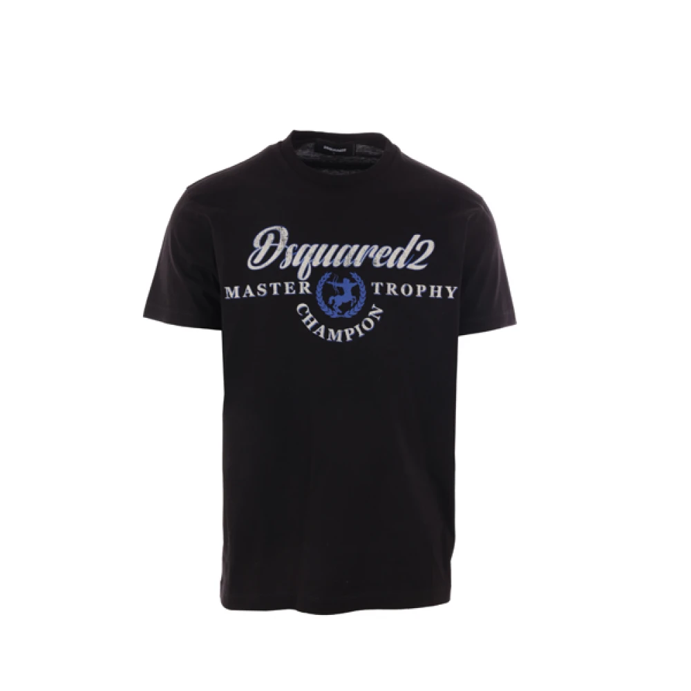Dsquared2 Zwart T-shirt met Master Trophy Champion Print Black Heren
