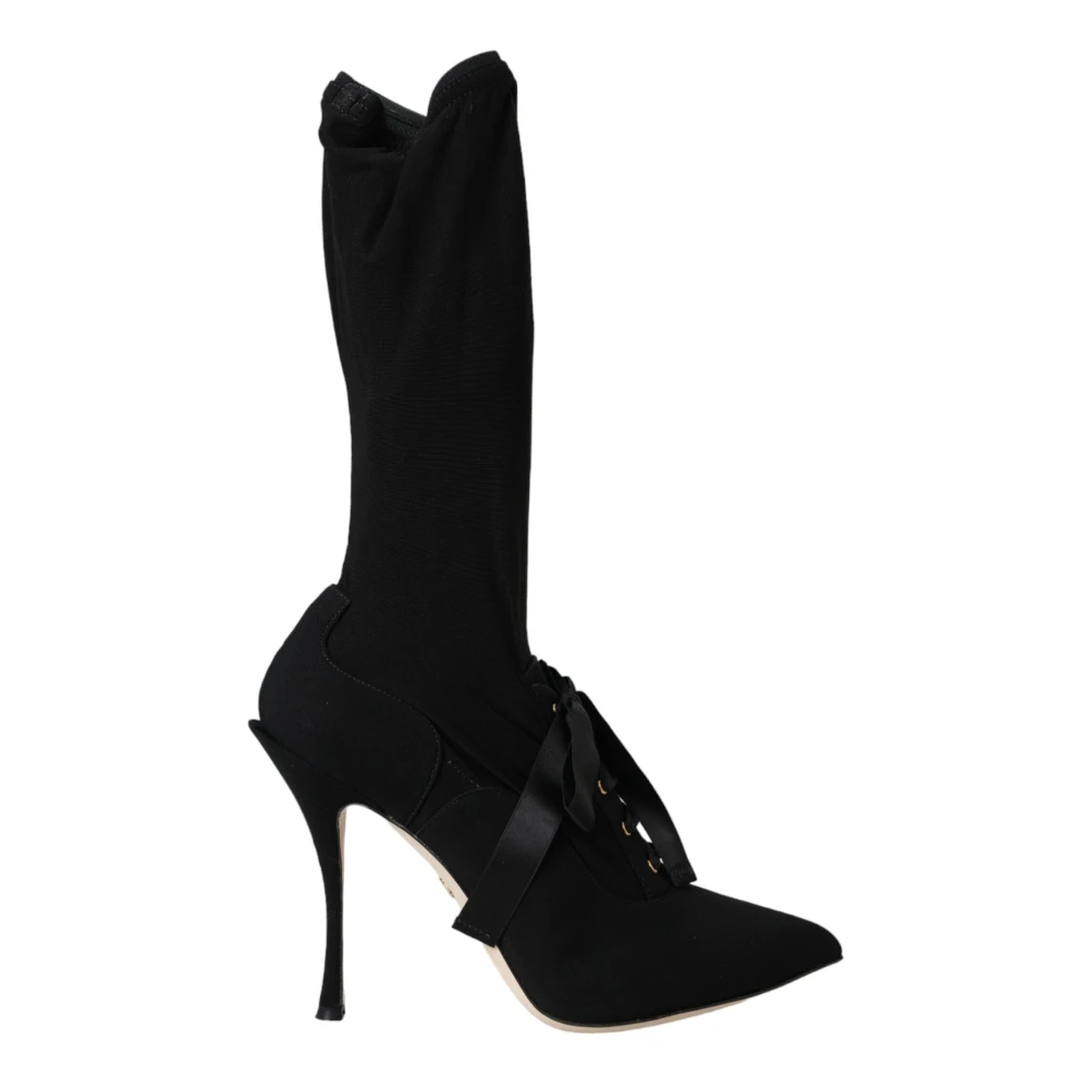 Dolce & Gabbana Women's Black Heeled Boots, 3 Uk, Gorgeous Mid Calf Boots