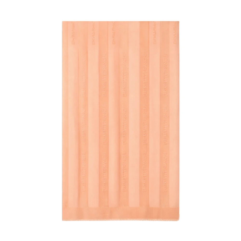 Elisabetta Franchi Orange Scarves, Female, One Size, Viscose And Modal Foulard Scarf With Jacquard Stripes