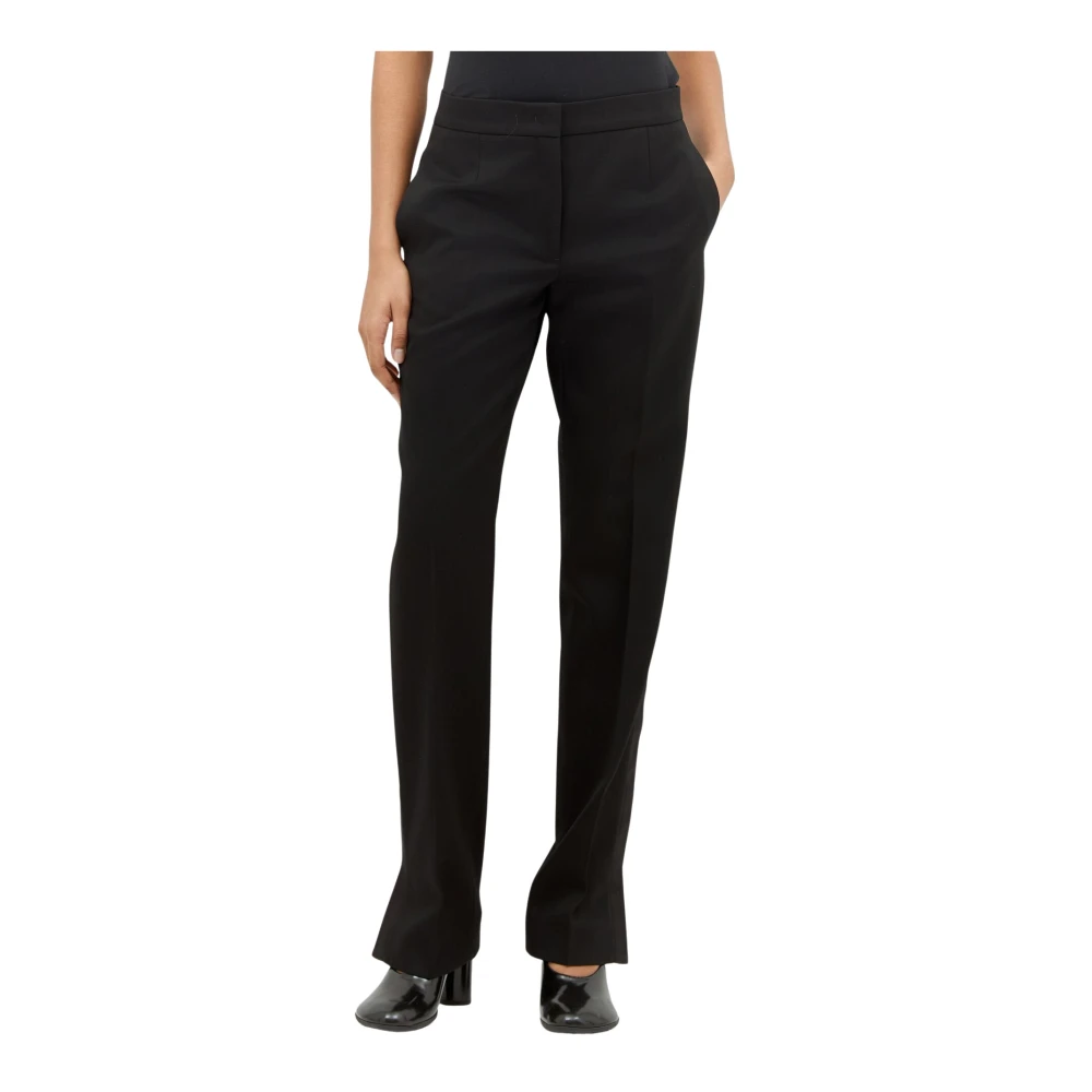 Jil Sander Wol Canvas Maatwerk Broek Black Dames