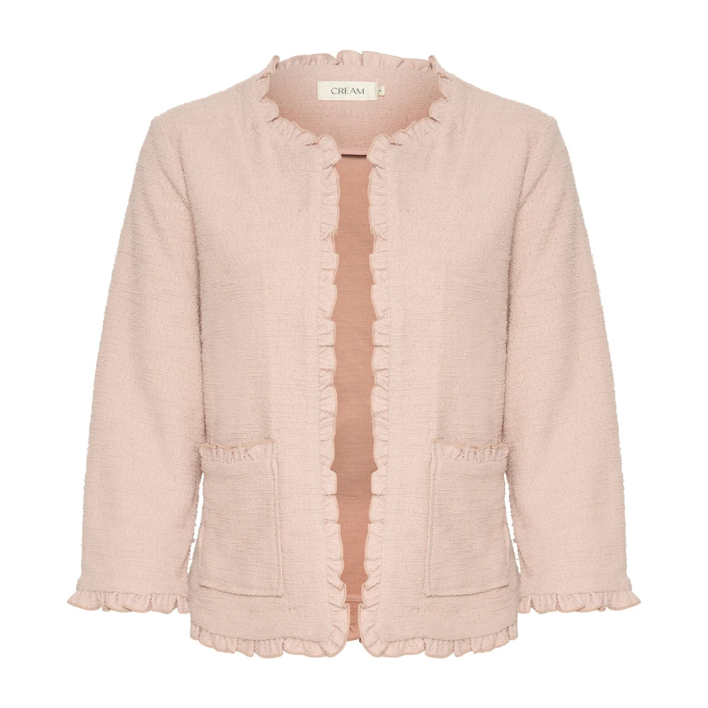 Cream Rose Dust Cardigan met Ruches Pink Dames