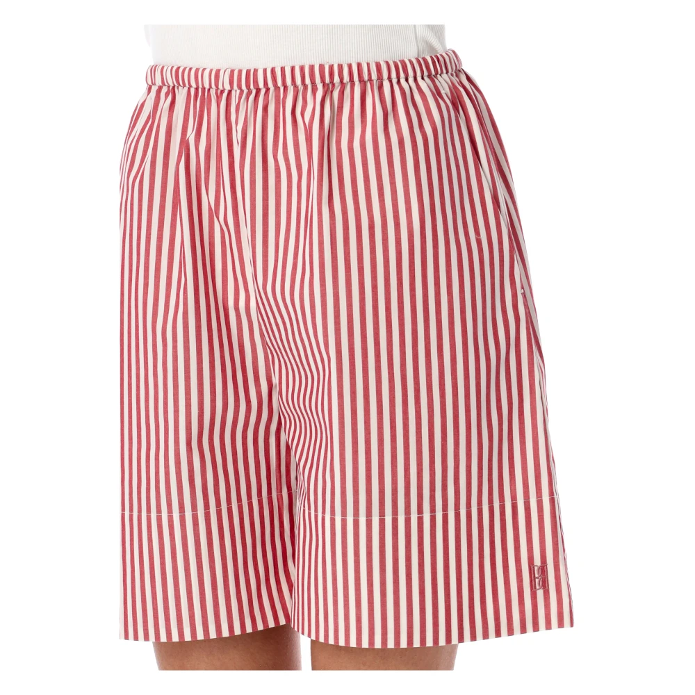 By Malene Birger Gestreepte Katoenen Elastische Taille Shorts By Herenne Birger Red Dames
