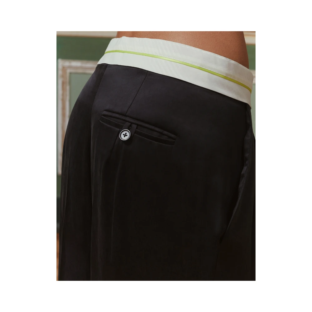 Mes Demoiselles Zwarte Satijnen Lyocell Broek Black Dames