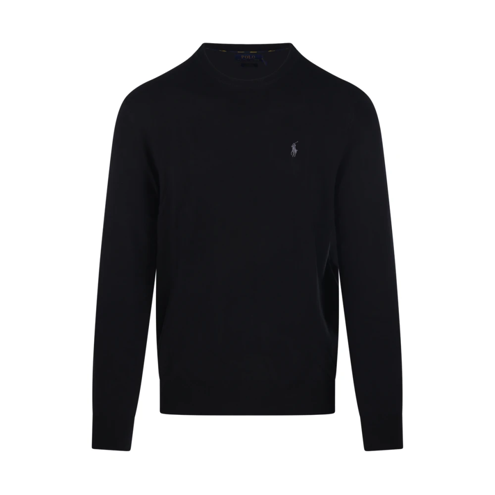Ralph Lauren Men's Black Round-Neck Knitwear, Xl, Pima Cotton Crew Neck Jumper