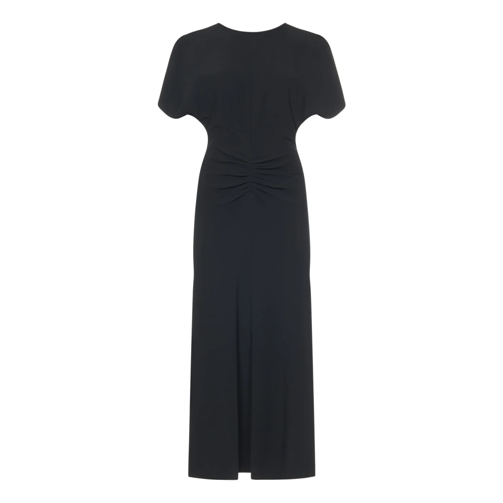 Victoria Beckham Black Midi Dresses, Female, S, Gathered Waist Midi Dress