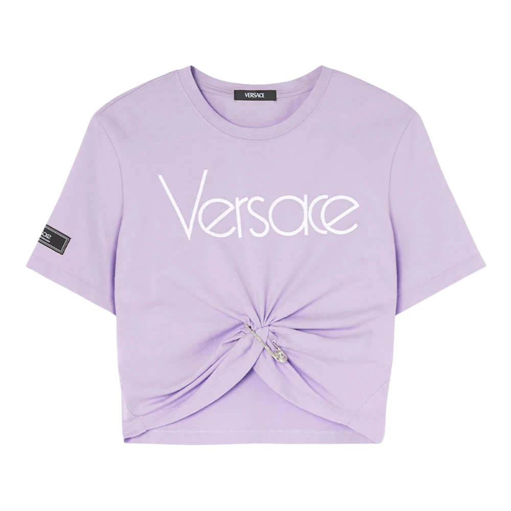 Versace Paarse T-shirts en Polos met veiligheidsspeld Purple Dames