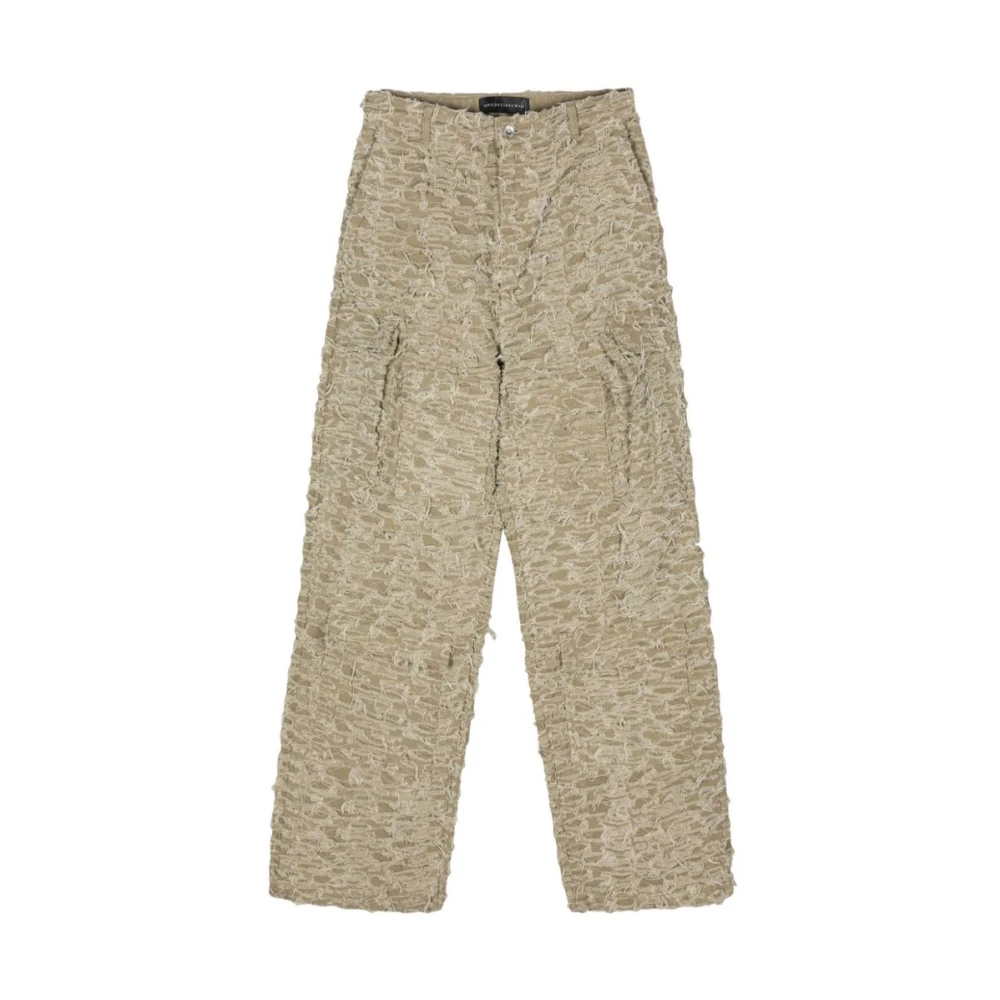 Who Decides War Taupe Brown Distressed Wide Leg Broek Beige Heren
