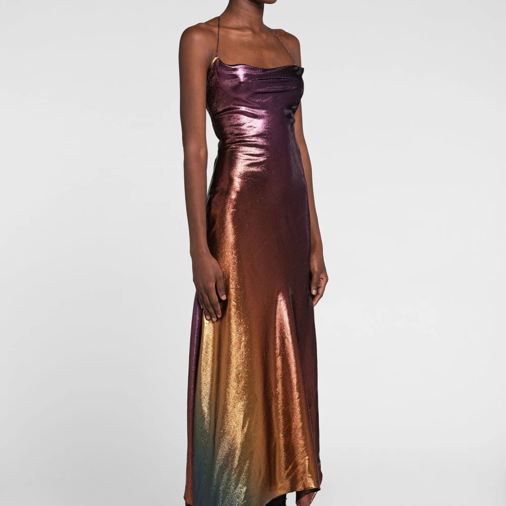 Roberto Cavalli Asymmetrische Maxi Jurk met Tiger Tooth Hardware Multicolor Dames