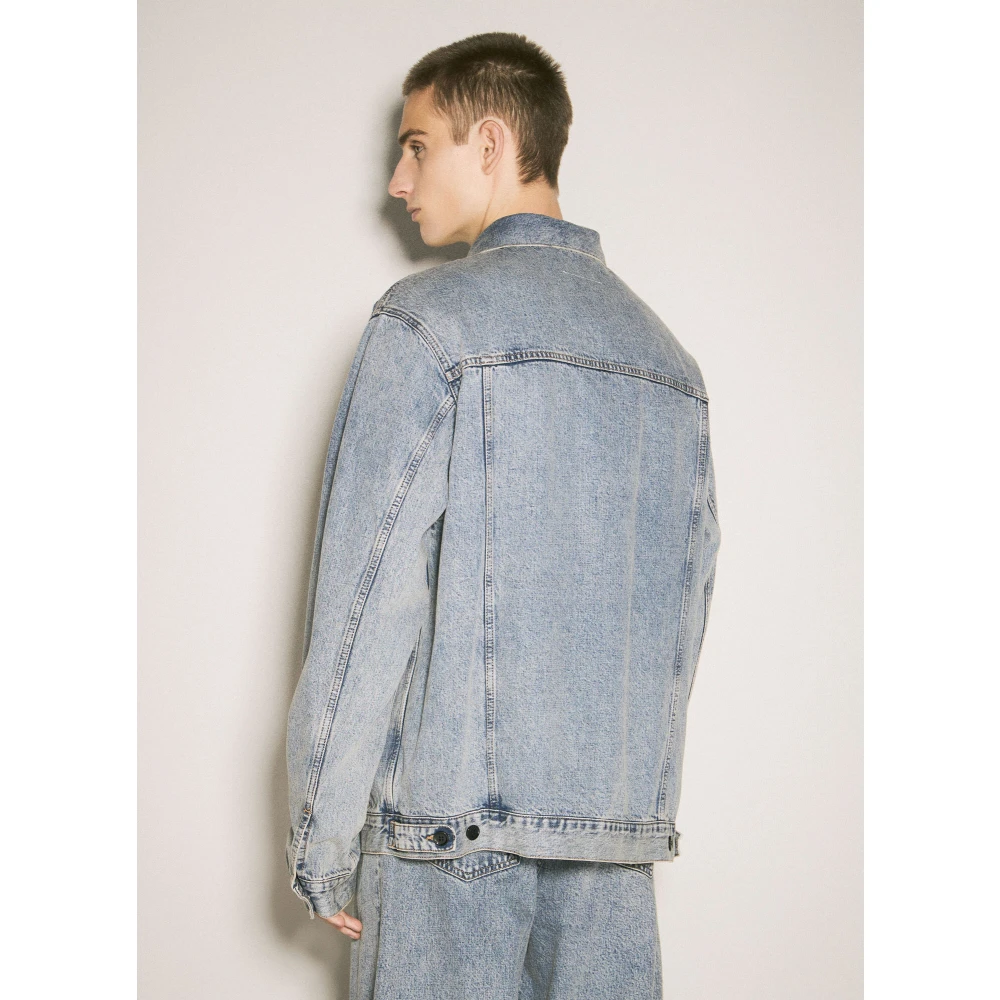 MM6 Maison Margiela Versleten Denimjack Binnenstebuiten Paneel Blue Heren