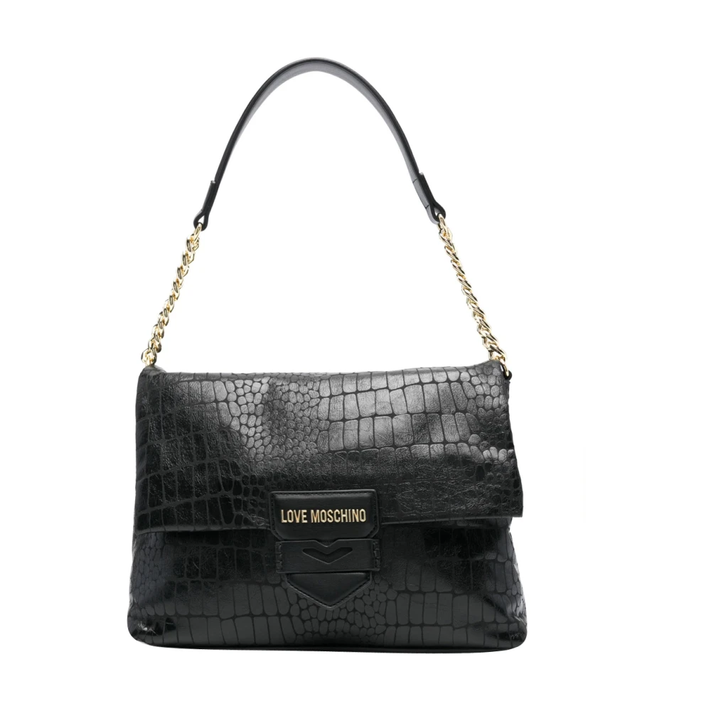 Love Moschino Elegante Croco Schoudertas Zwart Black Dames