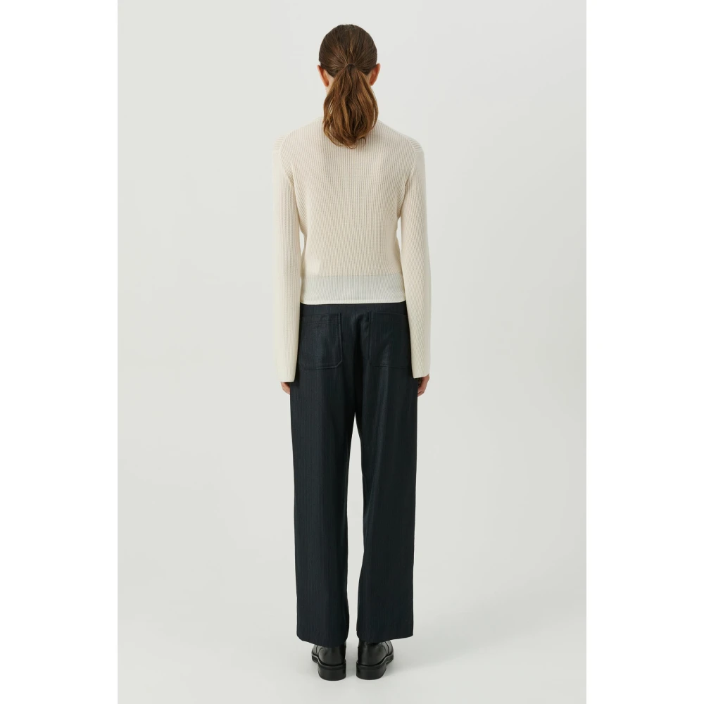 Soulland Doorschijnende Polo Jumper met Wijdvallende Mouwen White Dames