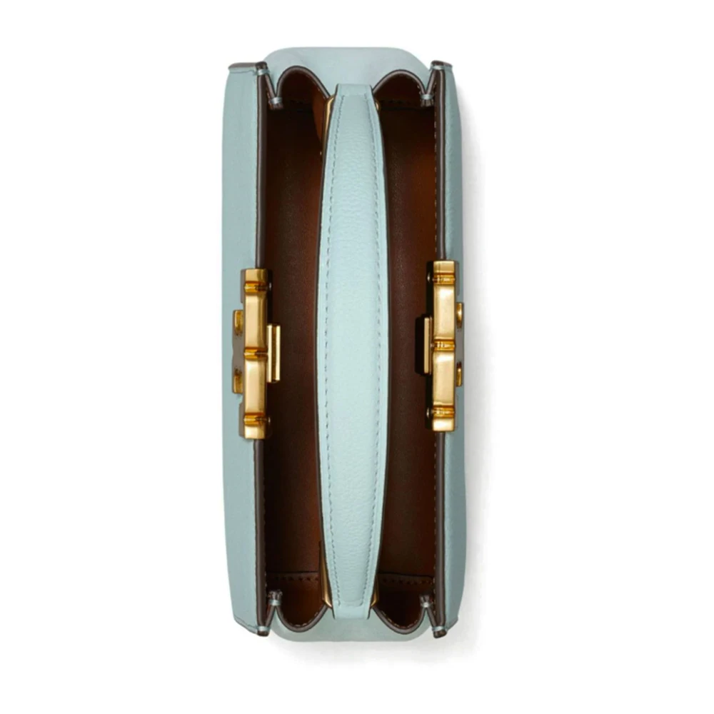 TORY BURCH Blauwe Leren Schoudertas met Gouden Details Blue Dames
