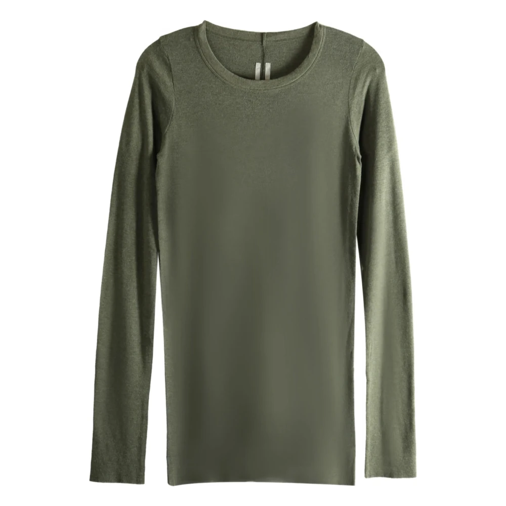 Rick Owens Men's Green Long Sleeve T-Shirts, M, Lightweight Crew Neck Jumper
