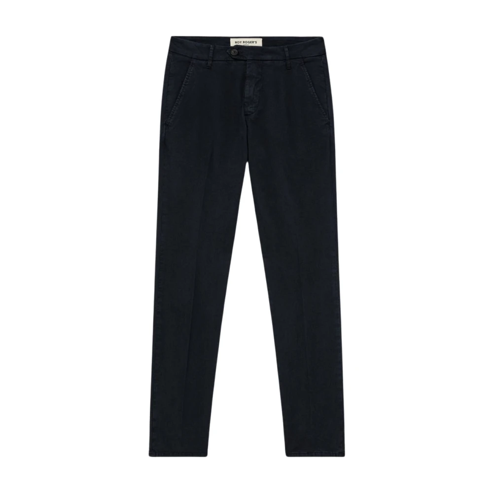 Roy Roger's Men's Blue Navy Gabardine Trousers Slim Fit - Slim-Fit Trousers - W34 - Trousers