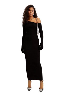 black-maxi-dress-asymmetric-one-sleeve
