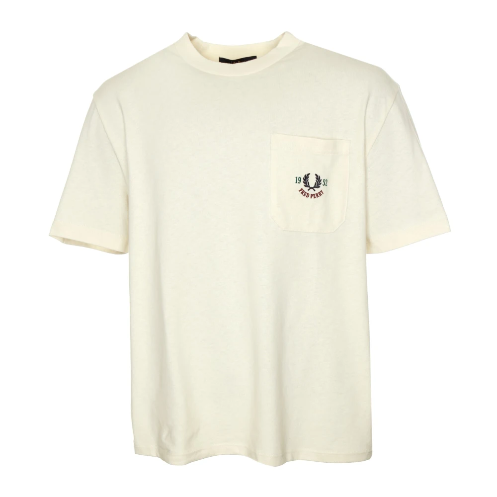 Fred Perry Casual T-shirt met logostiksels Beige Heren