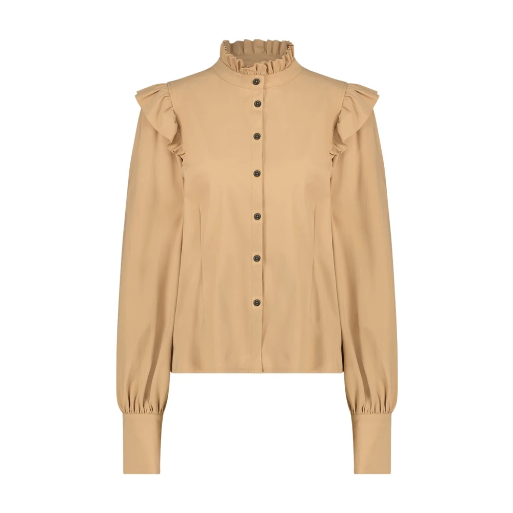 Jane Lushka Sofistikerad Kim Blus med Rynkade Detaljer Beige, Dam