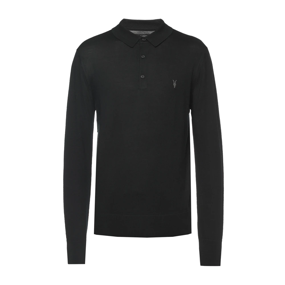 AllSaints Wol Poloshirt Black Heren