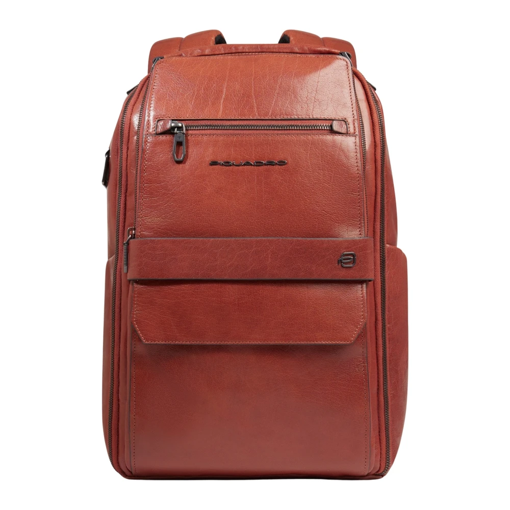 Piquadro Uomo Arancione Zaino Per Laptop Da Viaggio Personalizzabile 14"