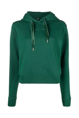 Grön Velvet Trim Hoodie Tröja