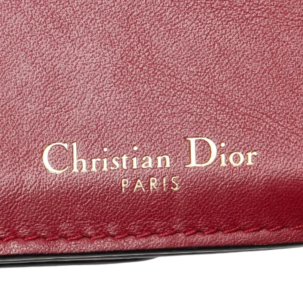 Dior Vintage Pre-owned Leather wallets Red Dames
