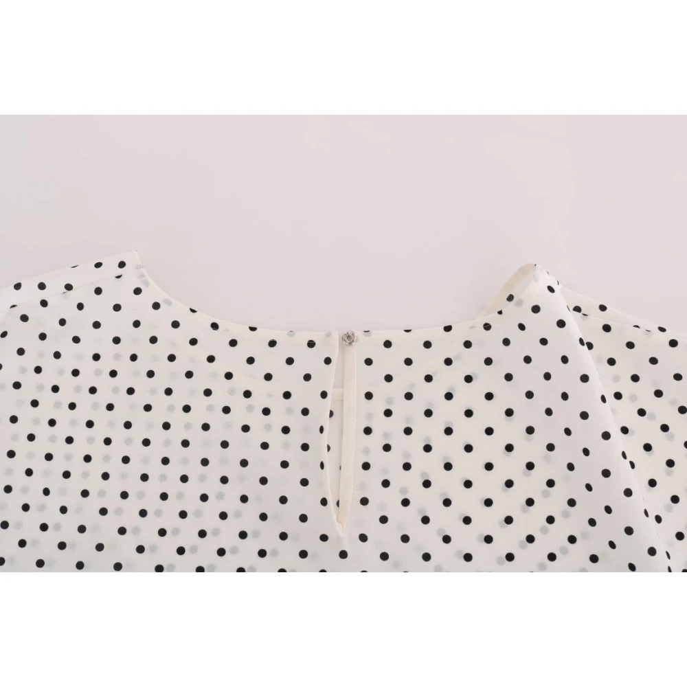 Dolce & Gabbana Zijden T-shirt Top met Polkadots White Dames