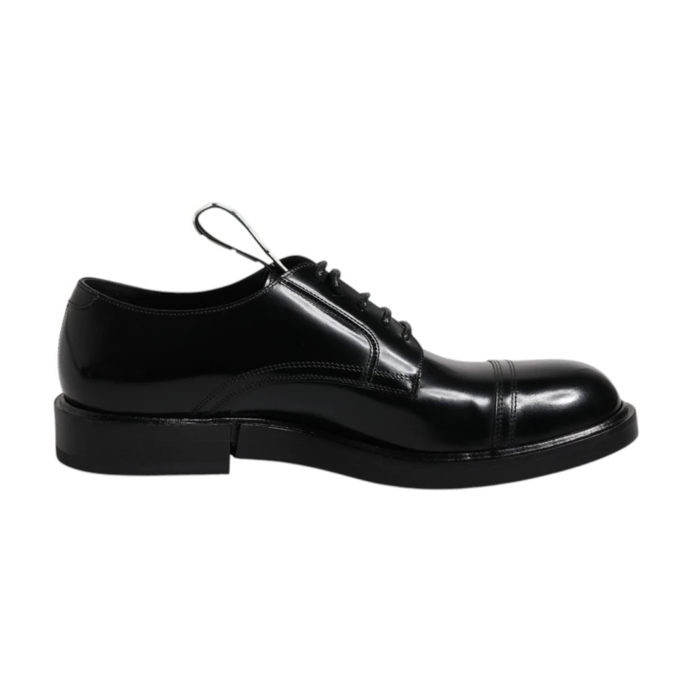 Dolce & Gabbana Men's Black Dress Shoes, 6 1/2 Uk, Patent Leather Derby Shoes