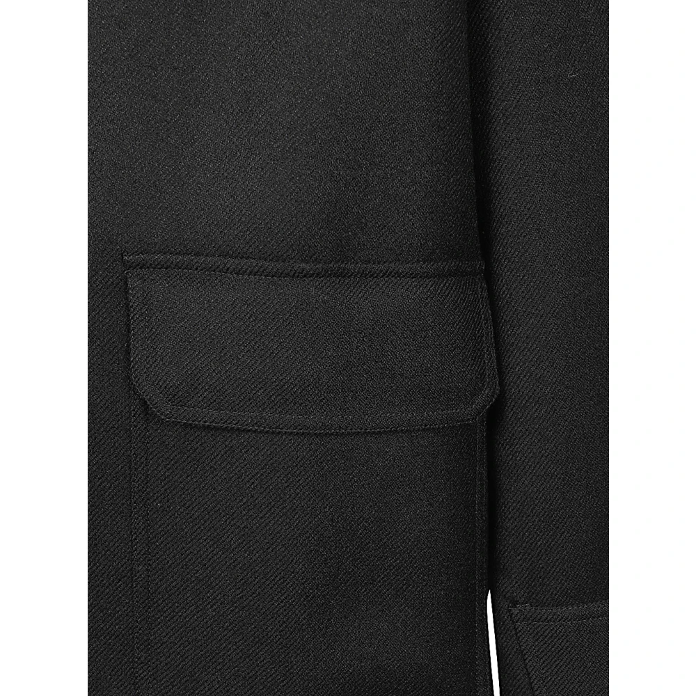 Mauro Grifoni Zwarte wollen capuchonjas Black Heren