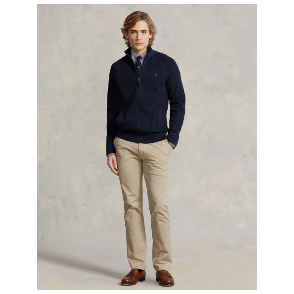 Polo Ralph Lauren Gebreide katoenen rits-trui Blue Heren