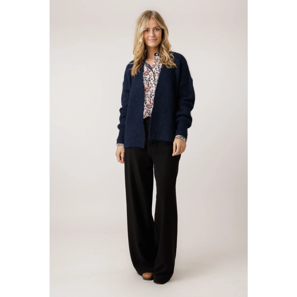 JC Sophie Midnight Blue Gebreide Vest Blue Dames