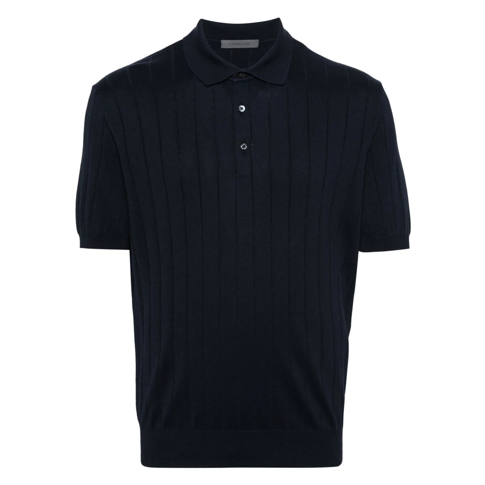 Corneliani Blauwe Casual Korte Mouw Poloshirt Blue Heren