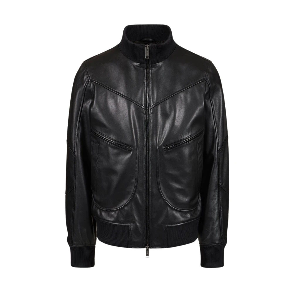 Iceberg Leren bomberjack met -logo Black Heren