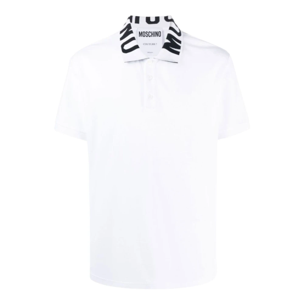 Moschino Logo Polo T-shirts en Polos Wit White Heren