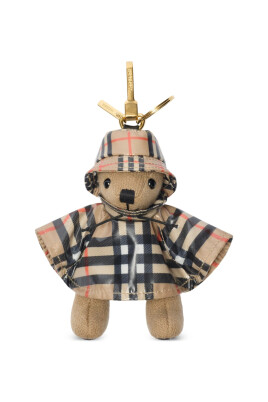 beige-check-keyring-gold-tone-hardware