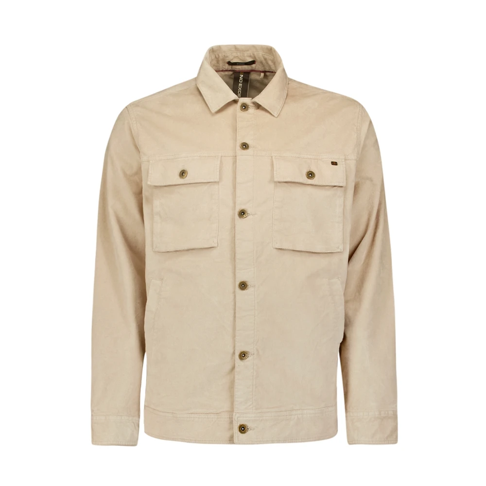 No Excess Corduroy Button-Up Overshirt Beige Heren