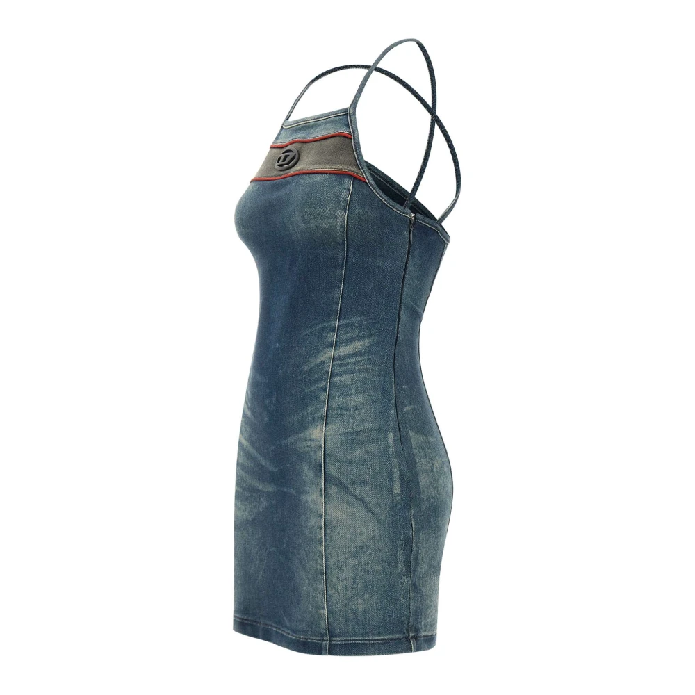 Diesel Denim Cross-over Strap Jurk Blauw Blue Dames