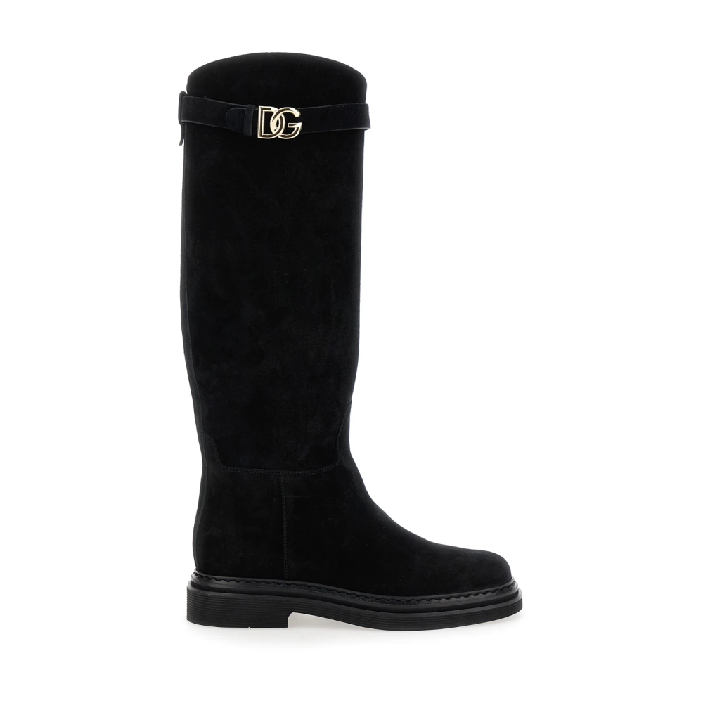 Dolce & Gabbana Women's Black High Boots,, Flat Sole High Boots Size 6 Uk