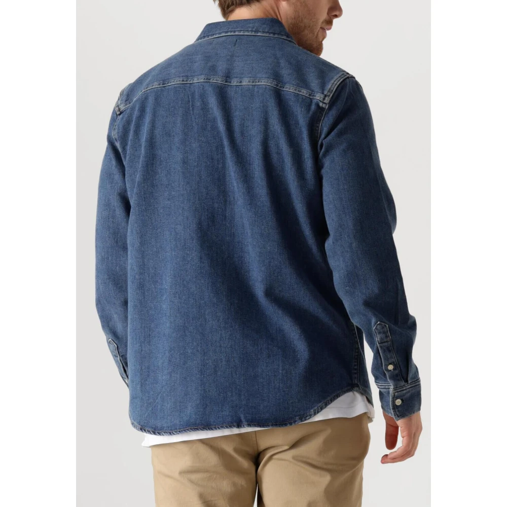 Calvin Klein Slim Denim Overshirt Stijlvol Donkerblauw Blue Heren