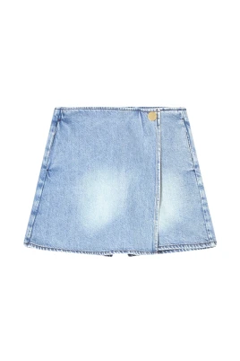 Denimshorts med fransad fåll