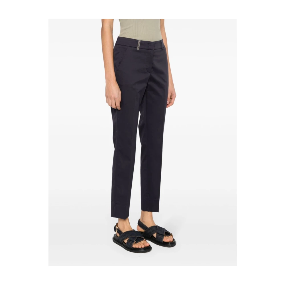PESERICO Blauwe Op Maat Gemaakte Broek Elegant Zakken Blue Dames