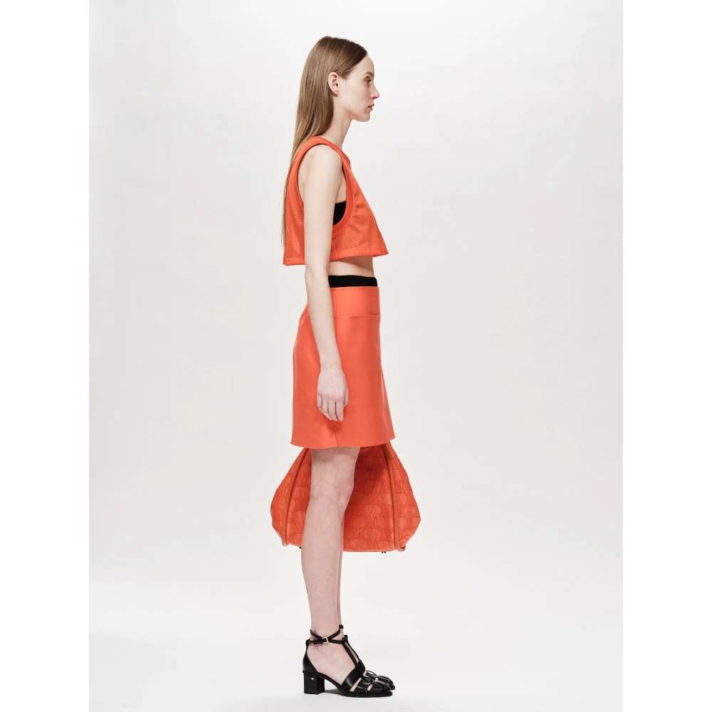 Max Mara Katoenen Rok met Zakken en Rits Orange Dames