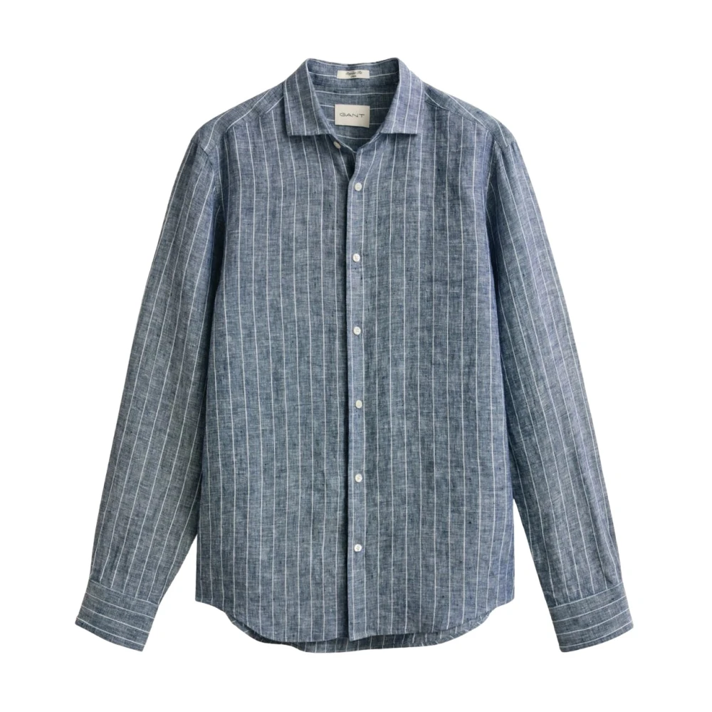 Gant Uomo Blu - Camicia A Righe In Lino Regular Fit - Shirts - Xl